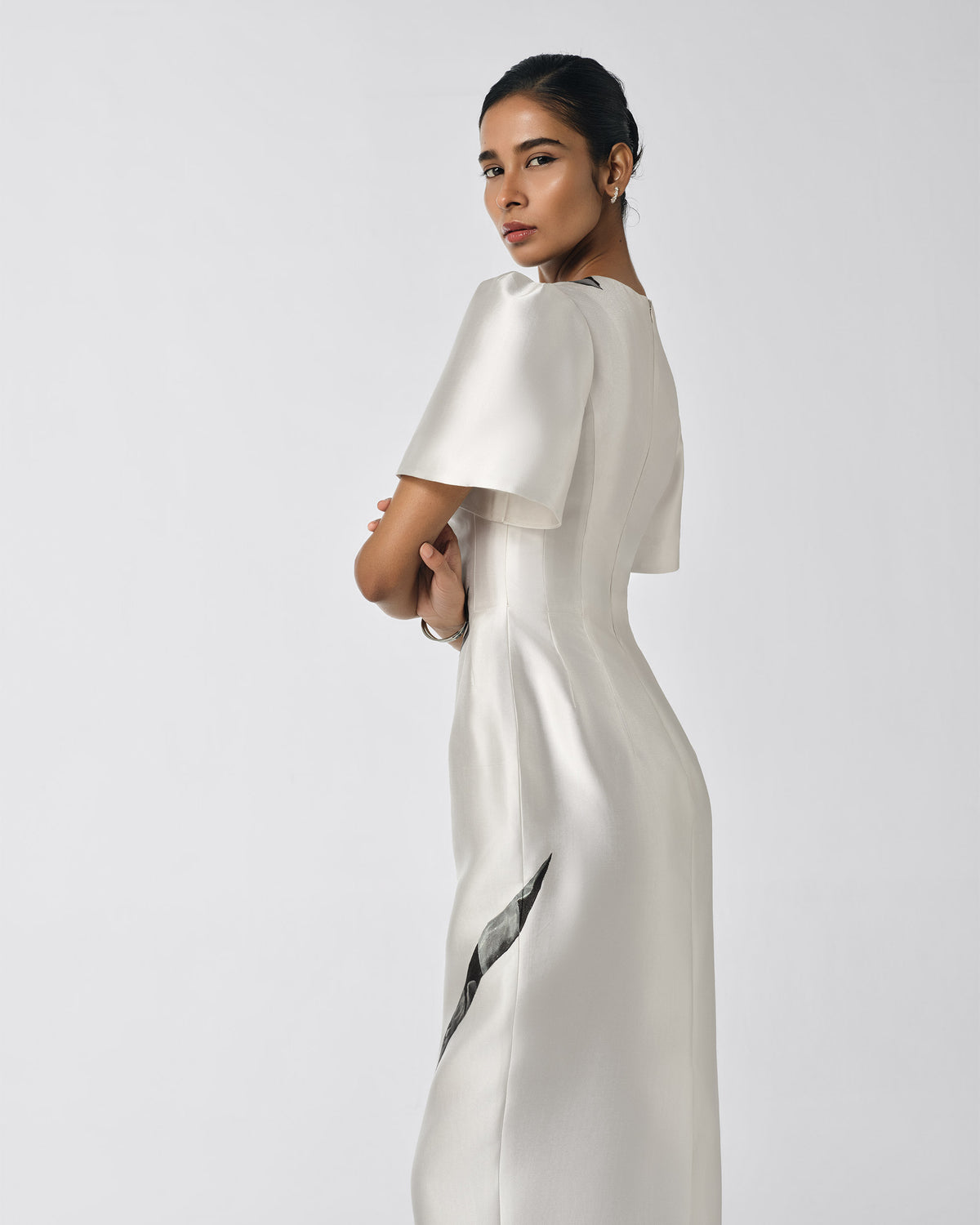 The Inner Flame – Voluminous White Pegged Midi Dress