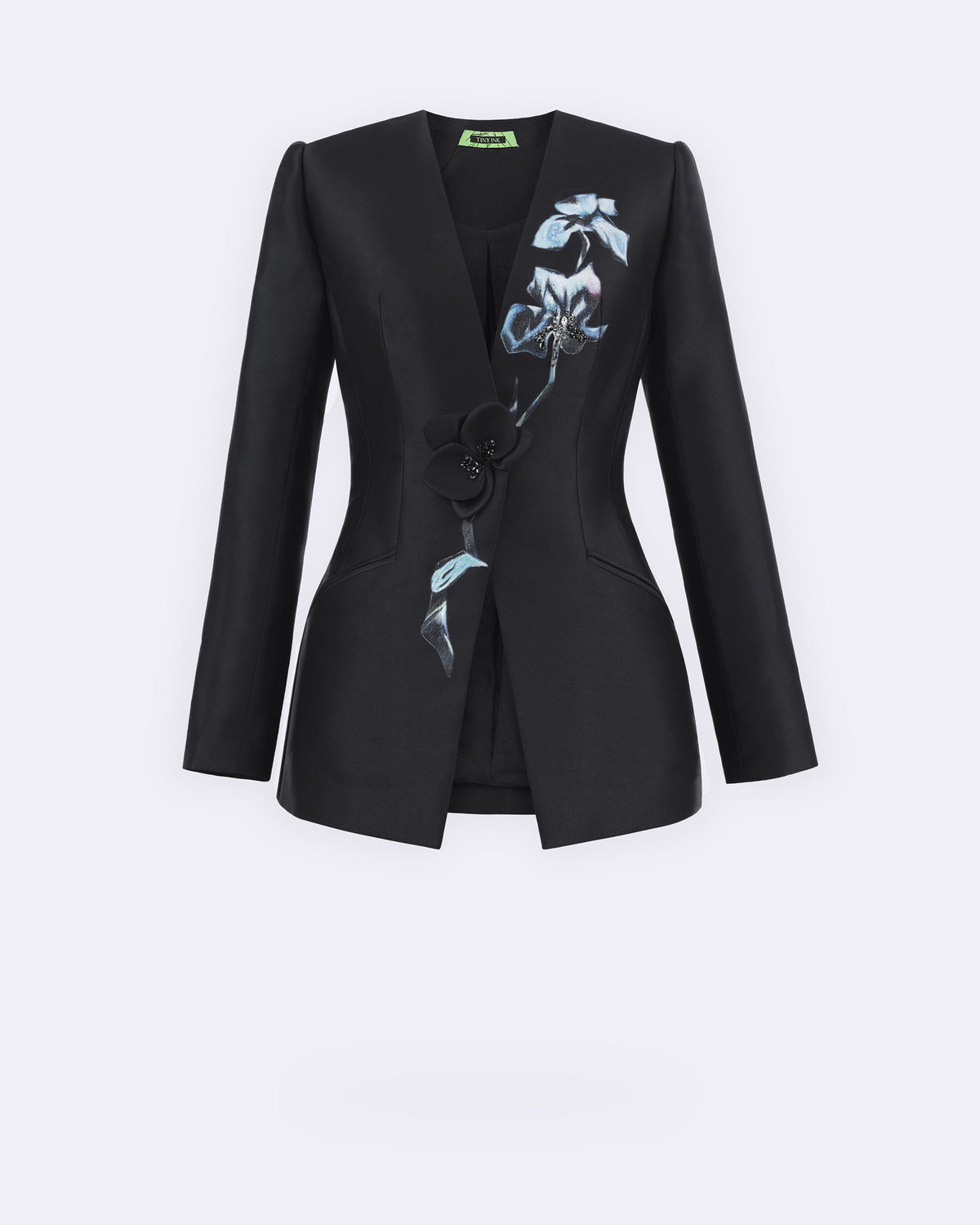 Stillness Bloom - Charcoal Black Sculpted Jacket