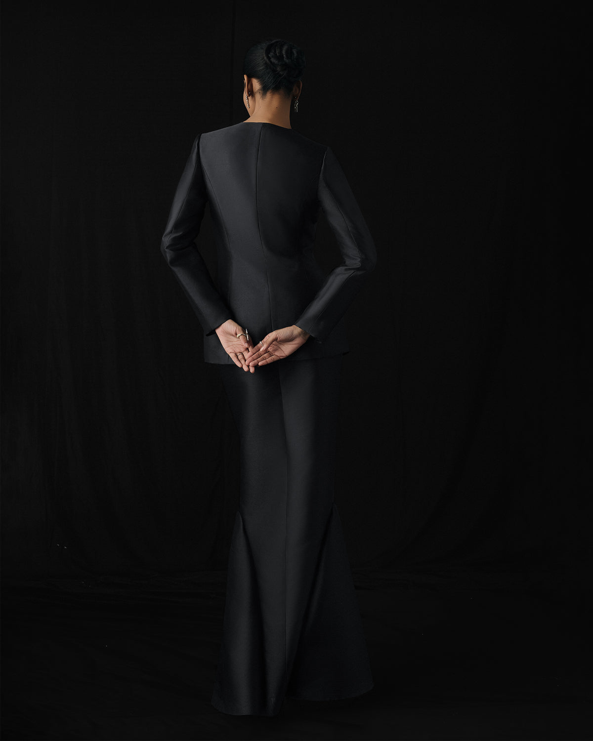 Stillness Bloom - Charcoal Black Sculpted Jacket