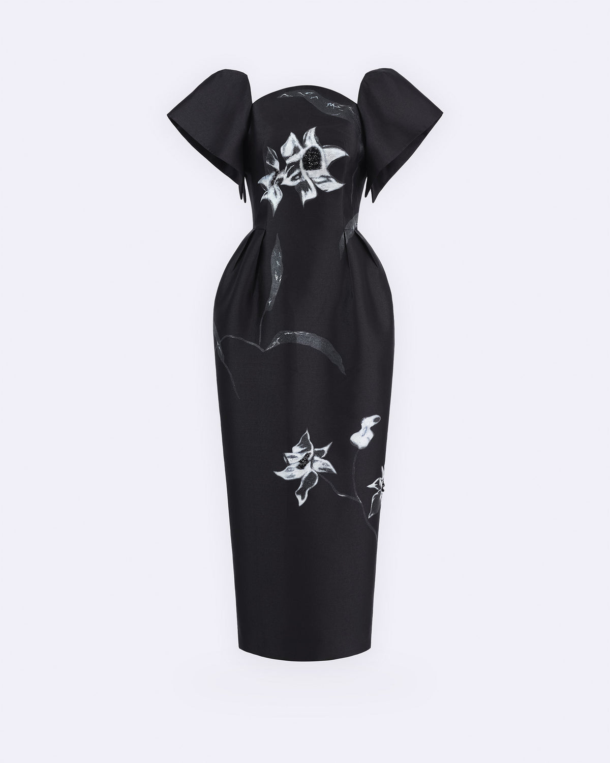 The Twist – Orchid Charcoal Black Pegged Midi Dress
