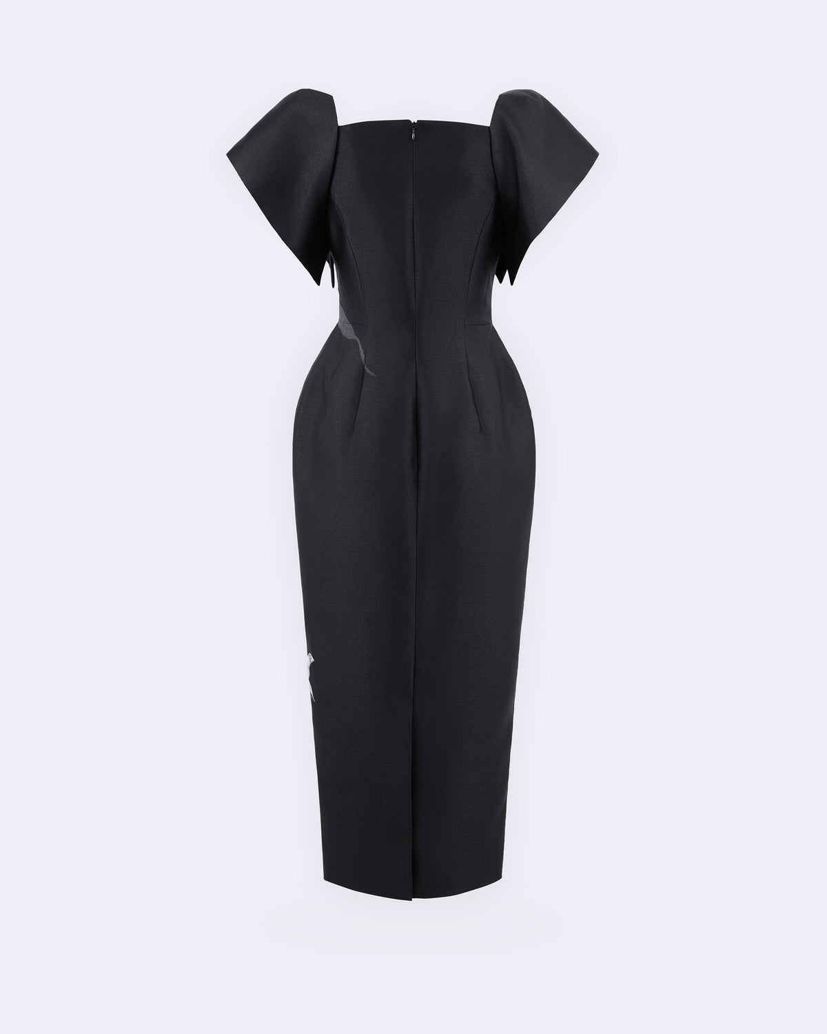The Twist – Orchid Charcoal Black Pegged Midi Dress