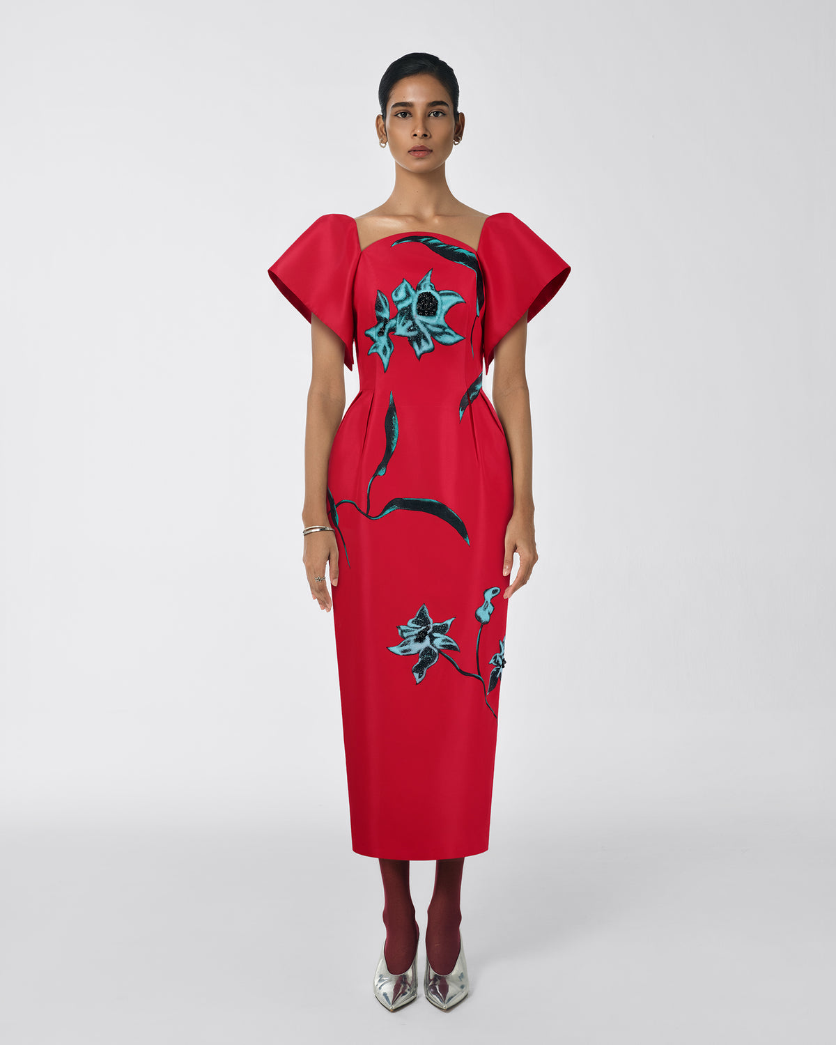 The Flare – Orchid Cherry Red Midi Dress
