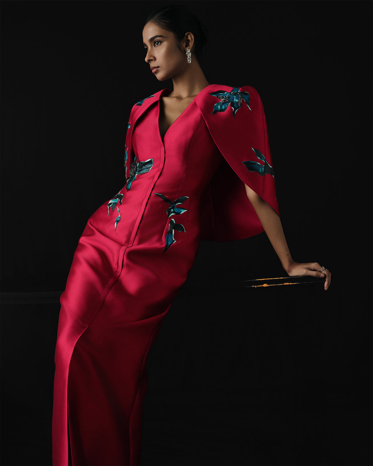 The Invisible Curves - Crimson Orchid Gown Dress