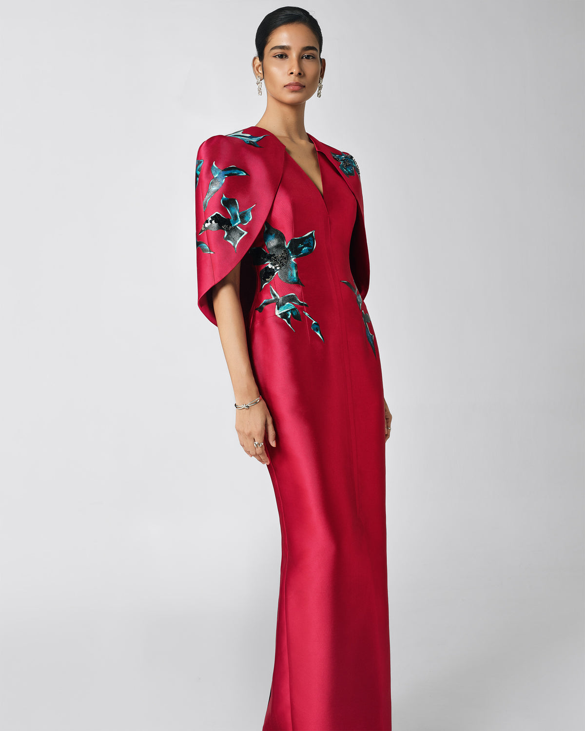 The Invisible Curves - Crimson Orchid Gown Dress