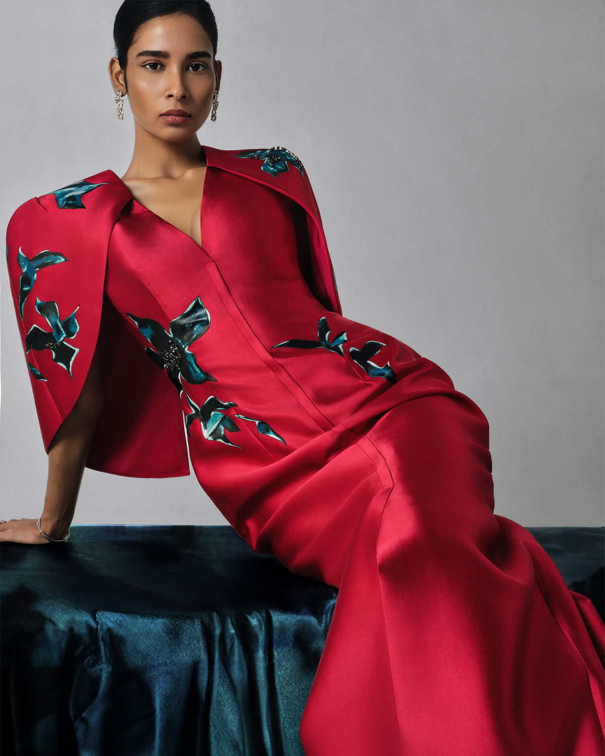 The Invisible Curves - Crimson Orchid Gown Dress