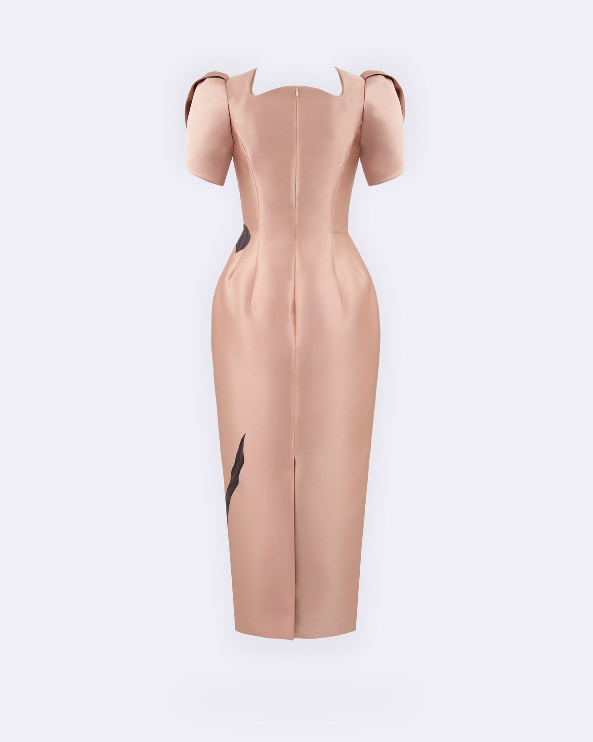 Breath of Meadow – Petal Sleeve Fawn Beige Pegged Midi Dress