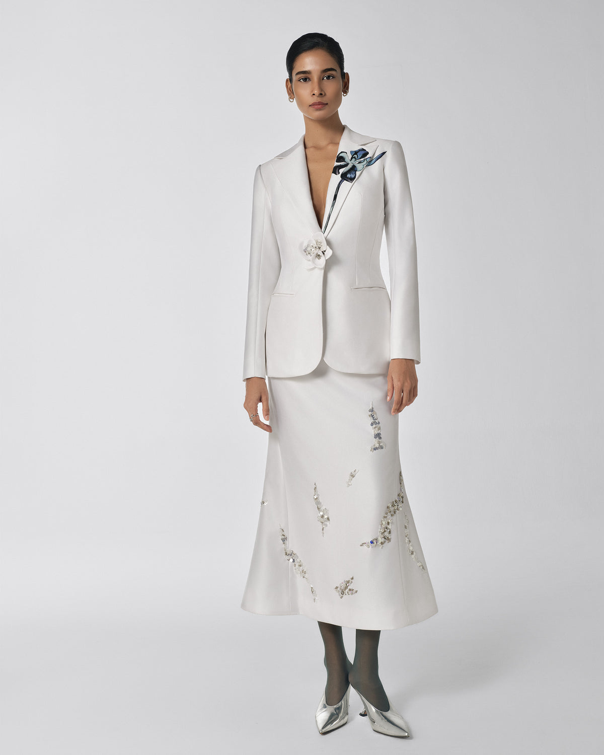 The Shadow – Mermaid White Midi Skirt