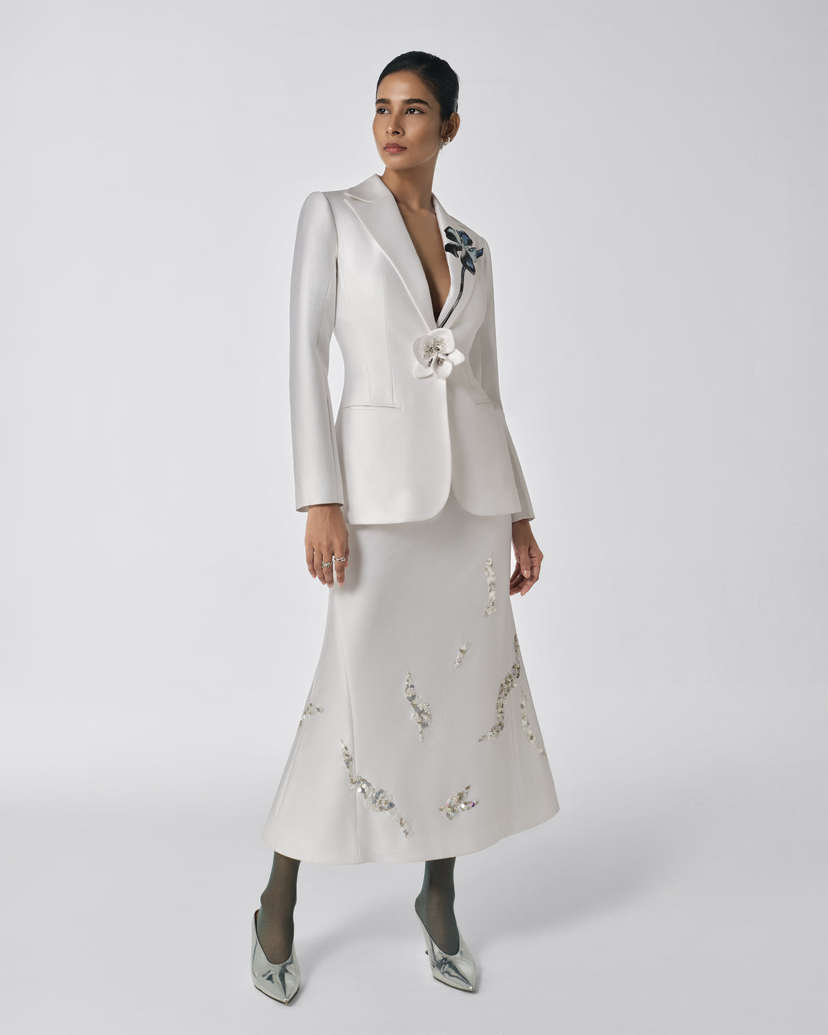 The Shadow – Mermaid White Midi Skirt