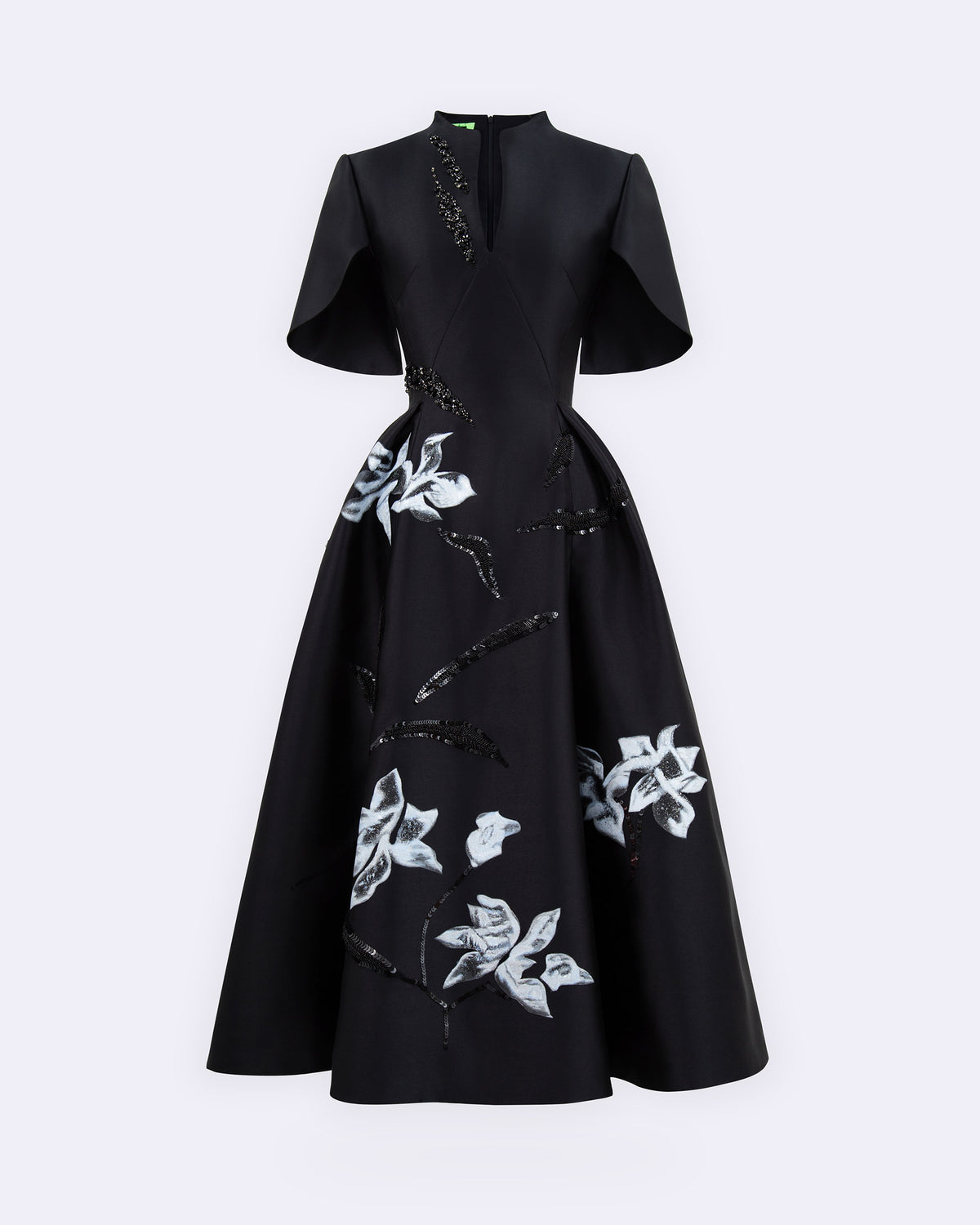 Moonlight Sonata - Orchid Charcoal Black Midi Dress