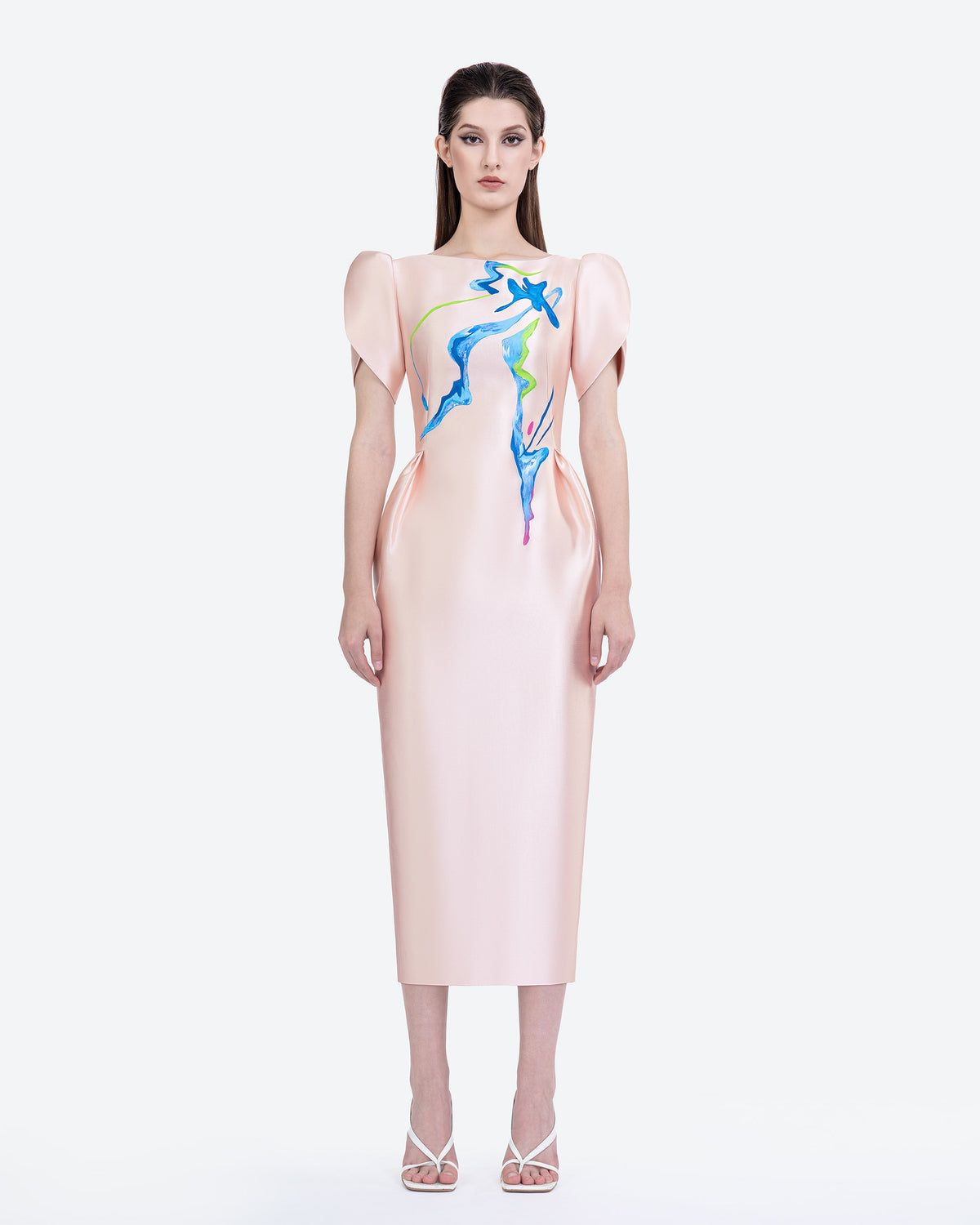 Azalea - Pale Pink Zibeline Midi Dress