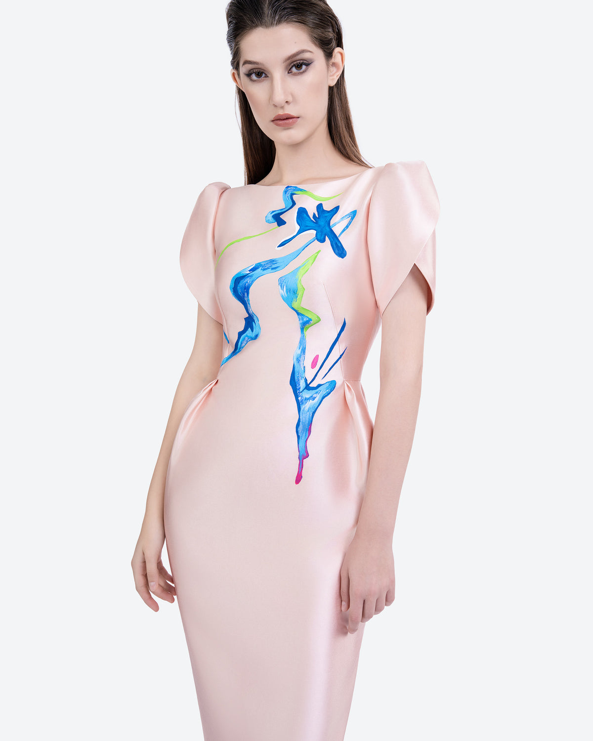 Azalea - Pale Pink Zibeline Midi Dress