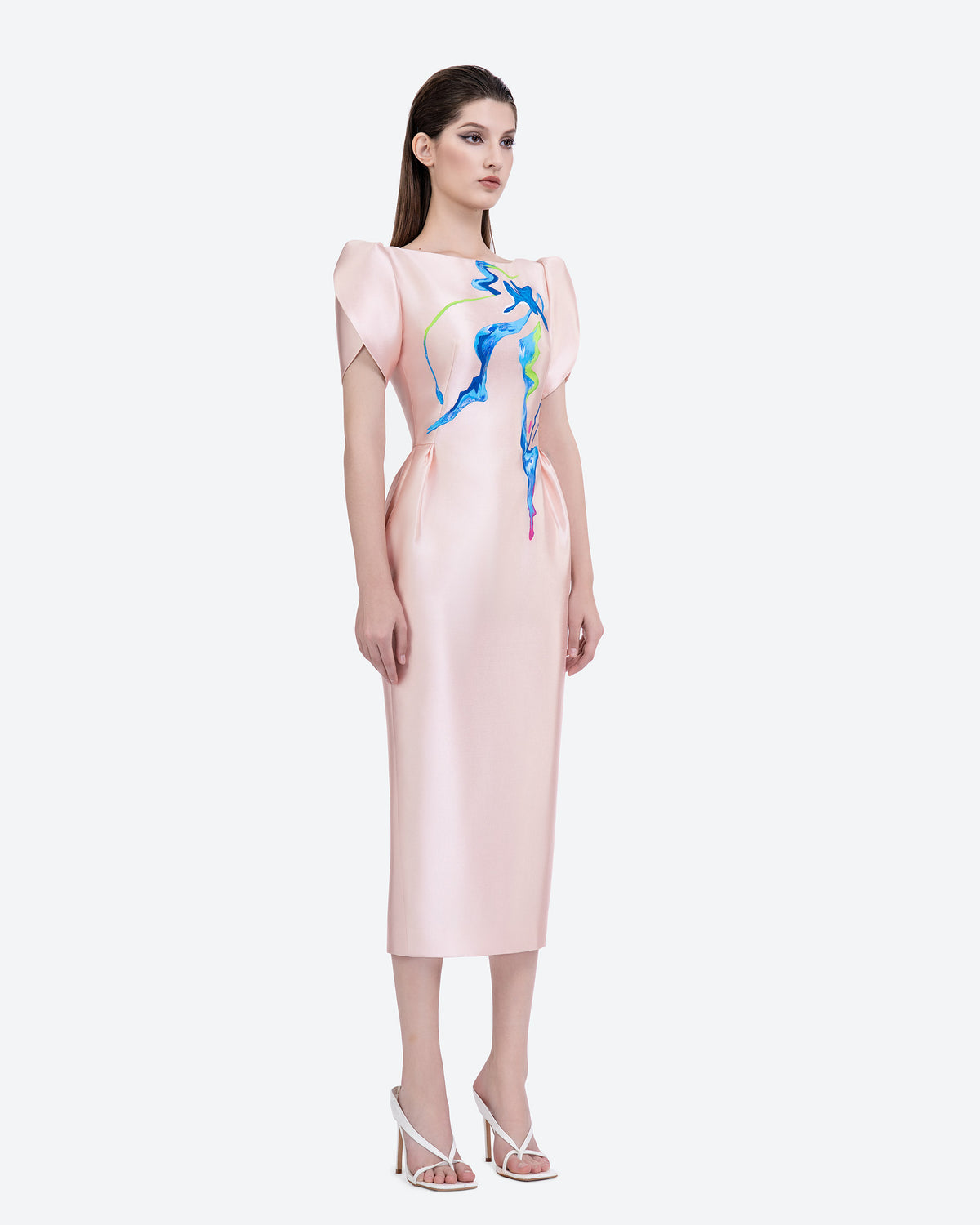 Azalea - Pale Pink Zibeline Midi Dress