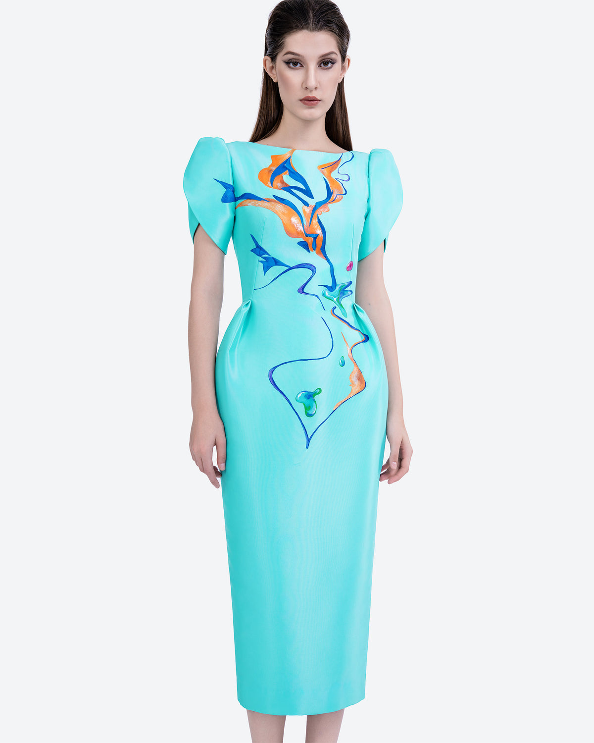 Azalea - Turquoise Zibeline Midi Dress