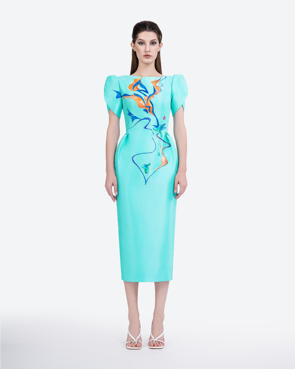 Azalea - Turquoise Zibeline Midi Dress