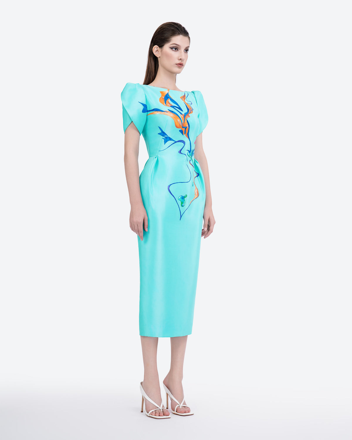 Azalea - Turquoise Zibeline Midi Dress