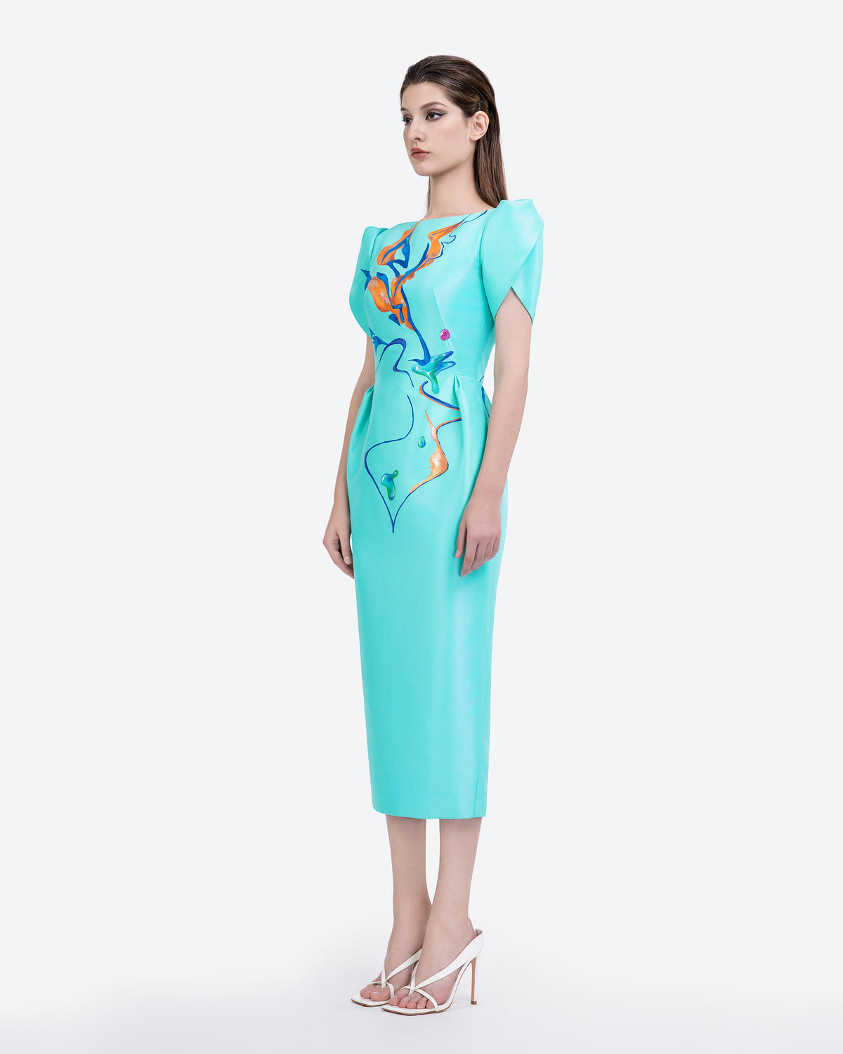 Azalea - Turquoise Zibeline Midi Dress