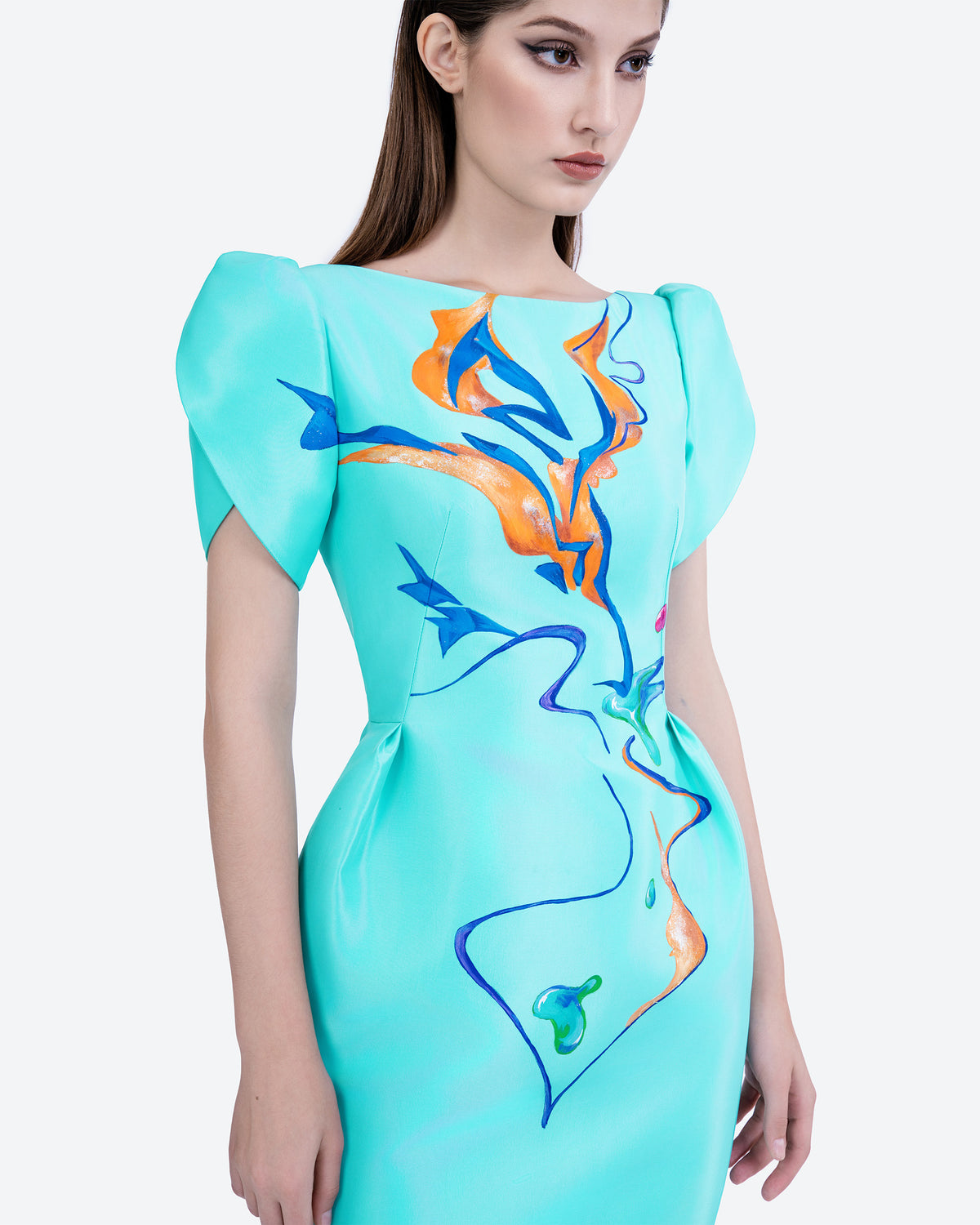 Azalea - Turquoise Zibeline Midi Dress