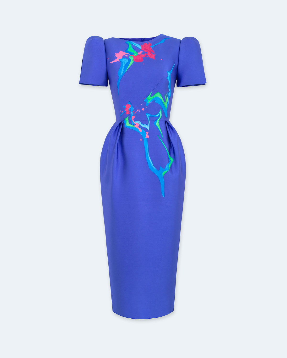 Mountainside Bloom - Sapphire Blue Midi Dress