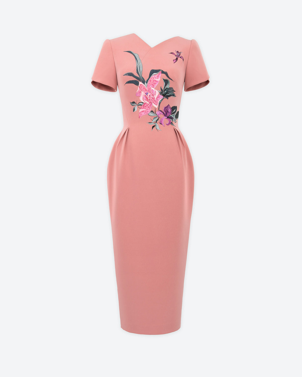 Leopard Orchid - Coral Pink Midi Dress