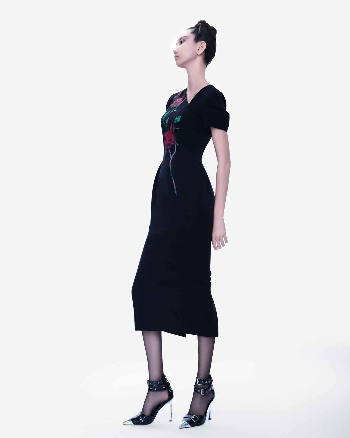 Blossom Noir - Asymmetrical Structured Black Pegged Dress