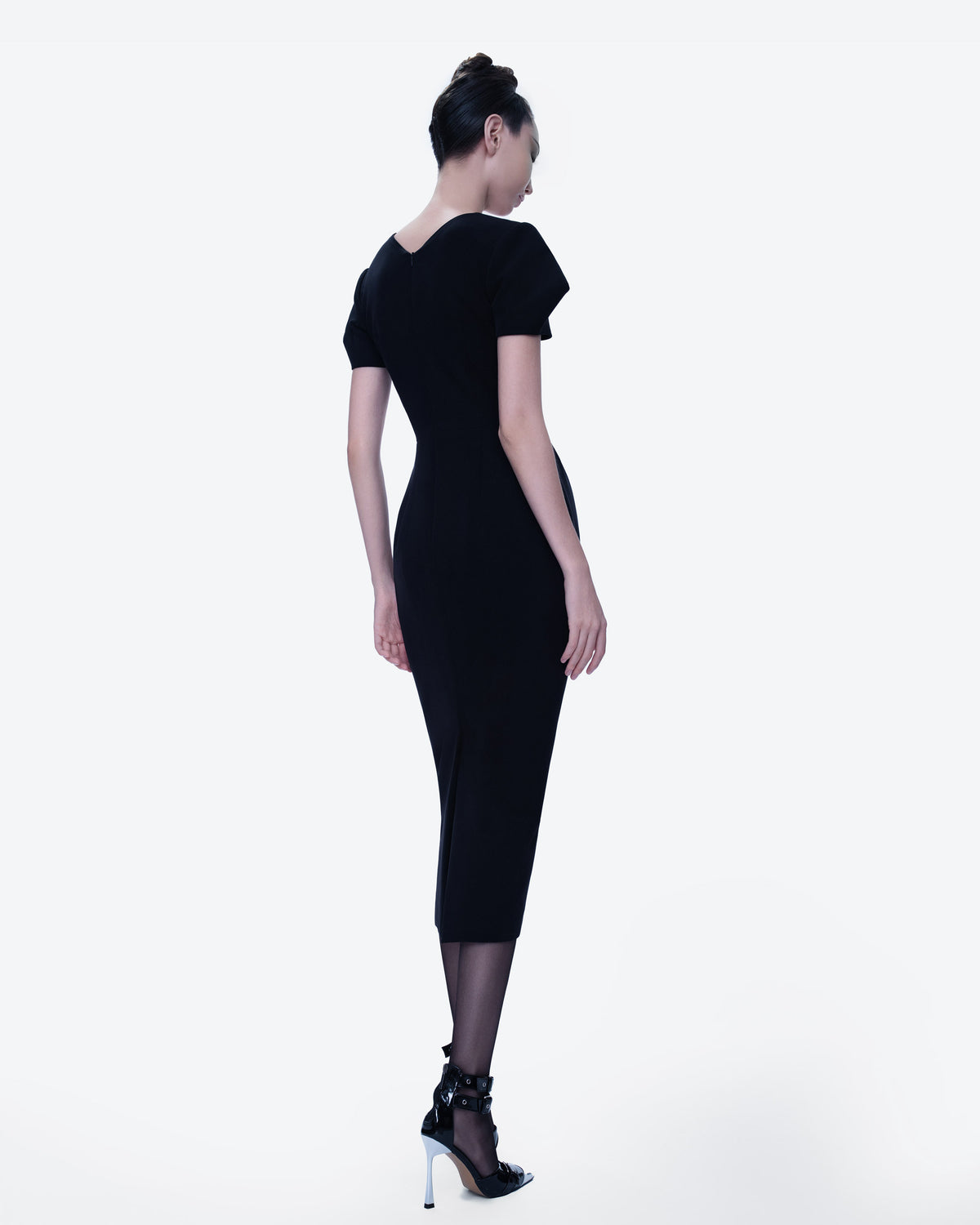 Blossom Noir - Asymmetrical Structured Black Pegged Dress