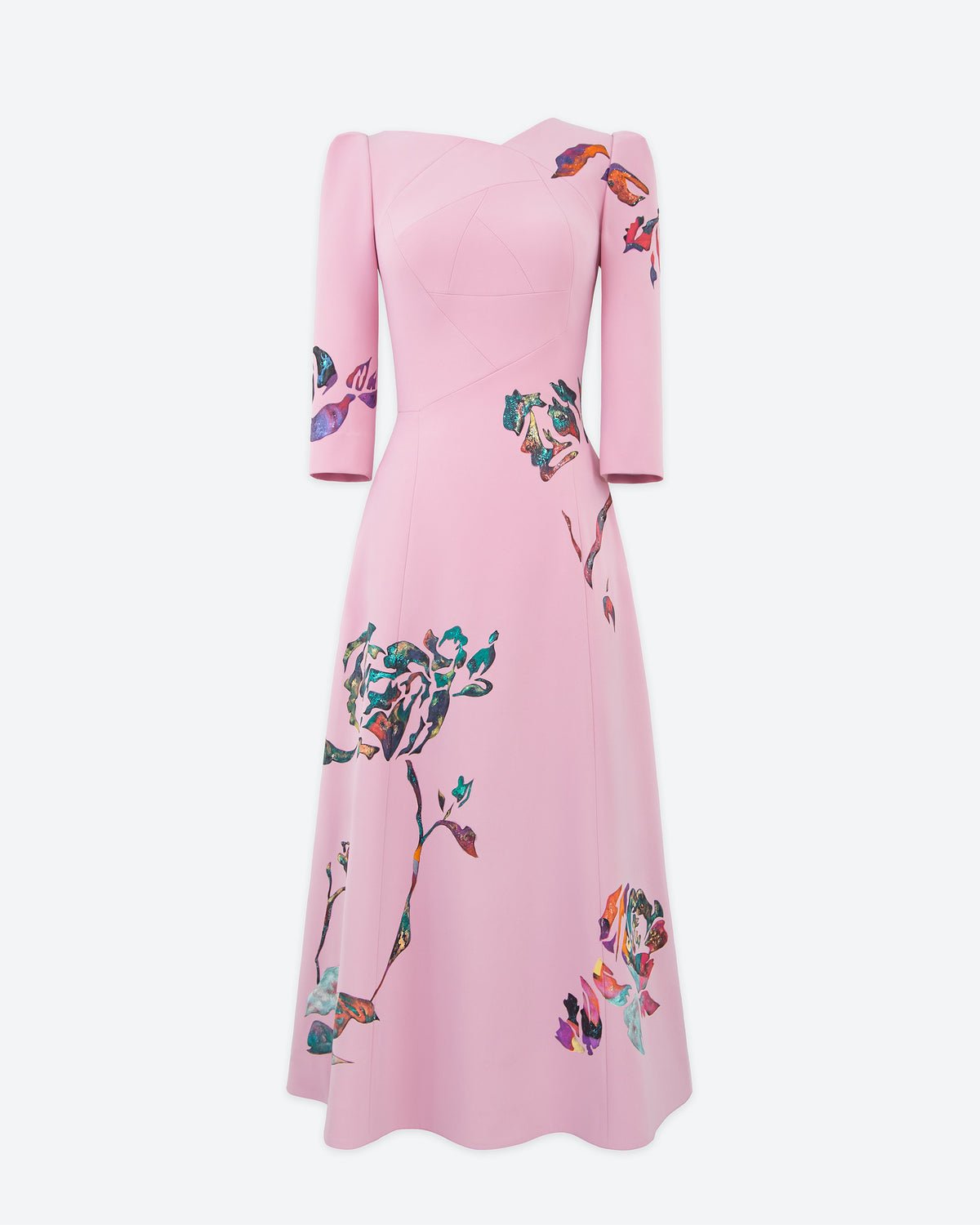 The Portrait - Asymmetrical Blush Pink Midi Dress