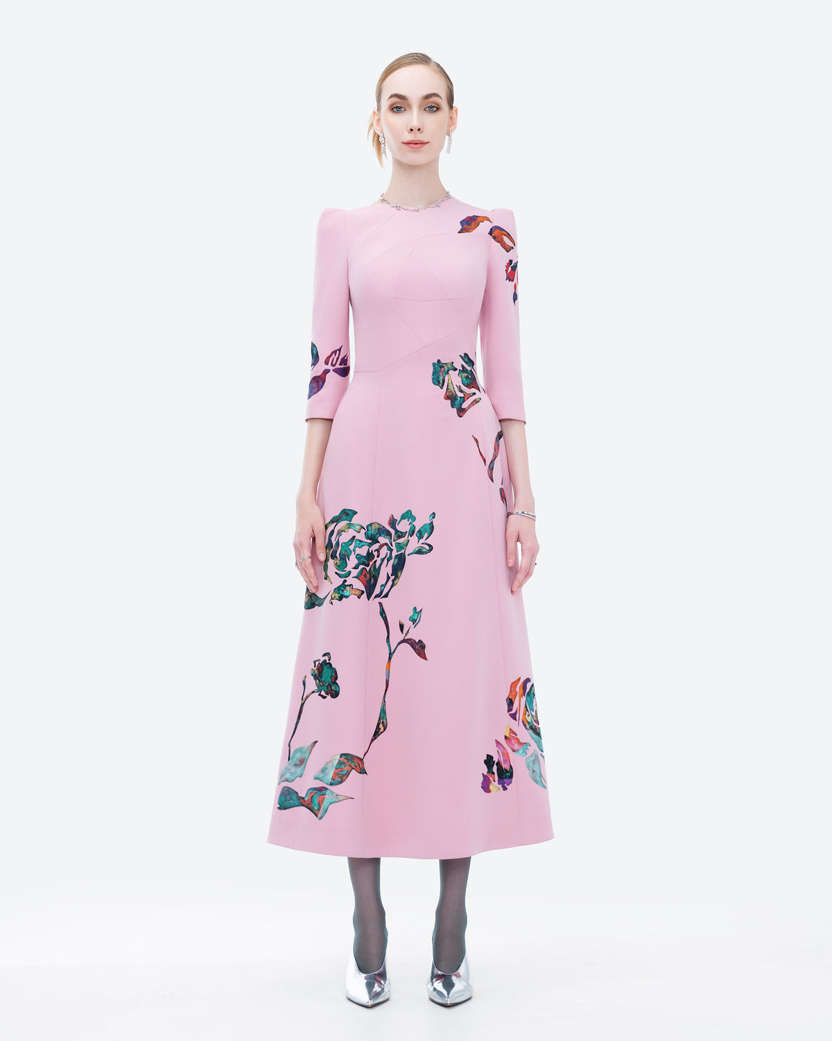 The Portrait - Asymmetrical Blush Pink Midi Dress