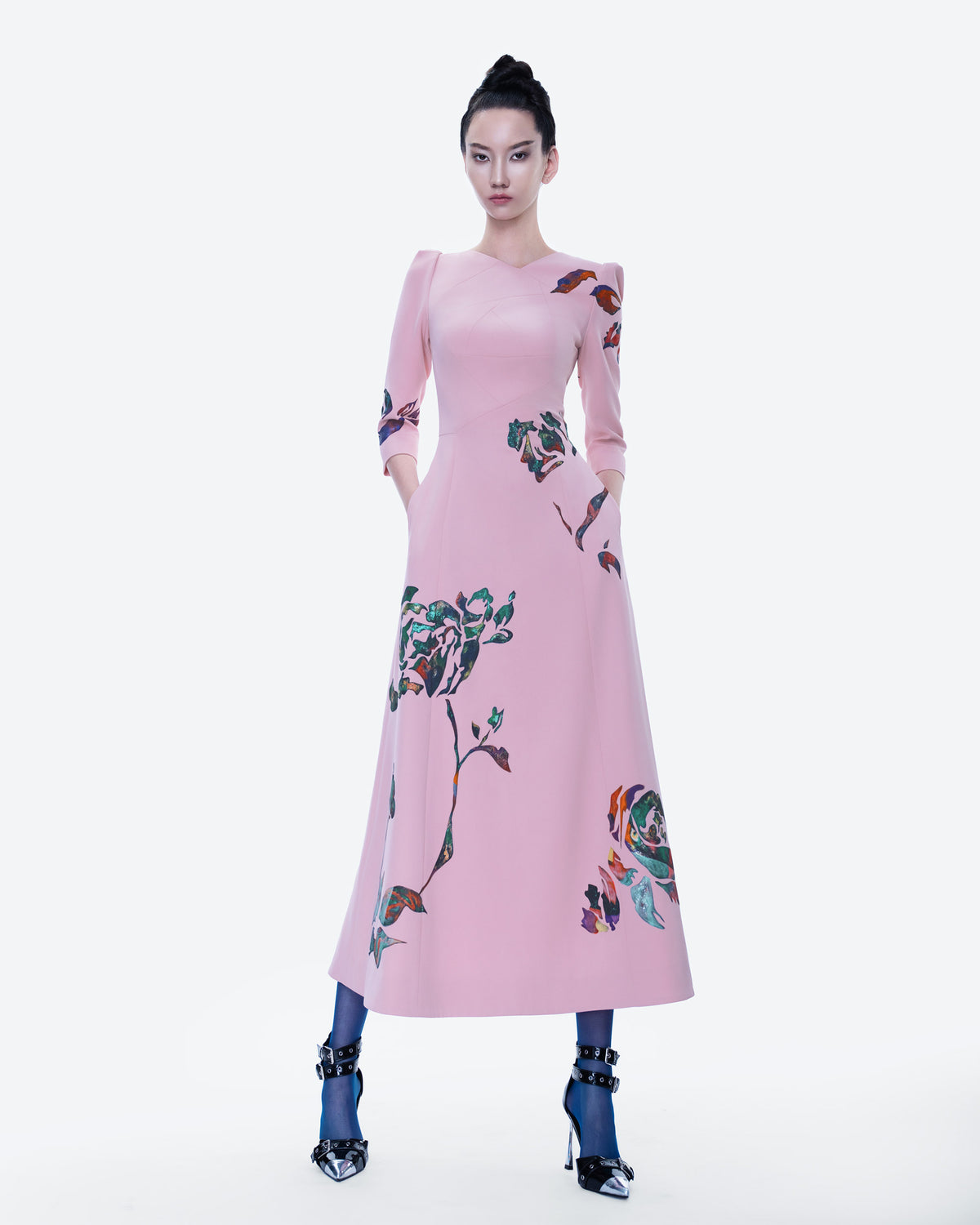 The Portrait - Đầm Midi Hồng Pastel Bất Đối Xứng