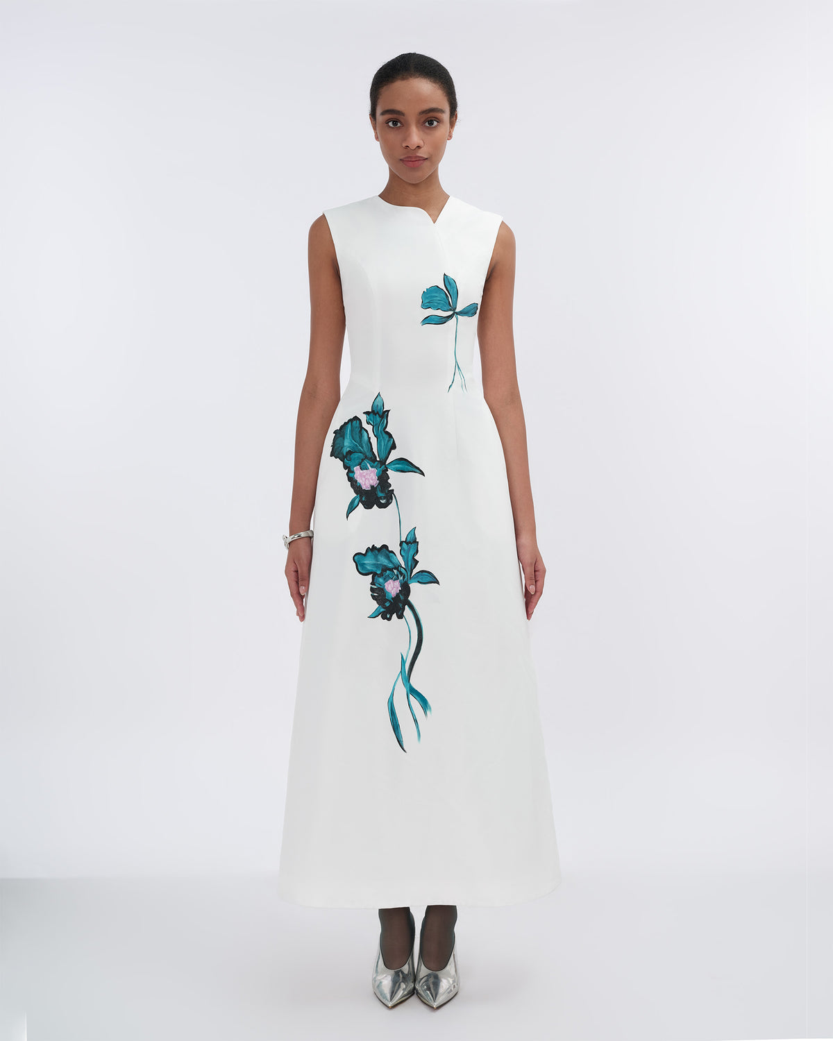 Blue Silence - White Asymmetrical Maxi Dress