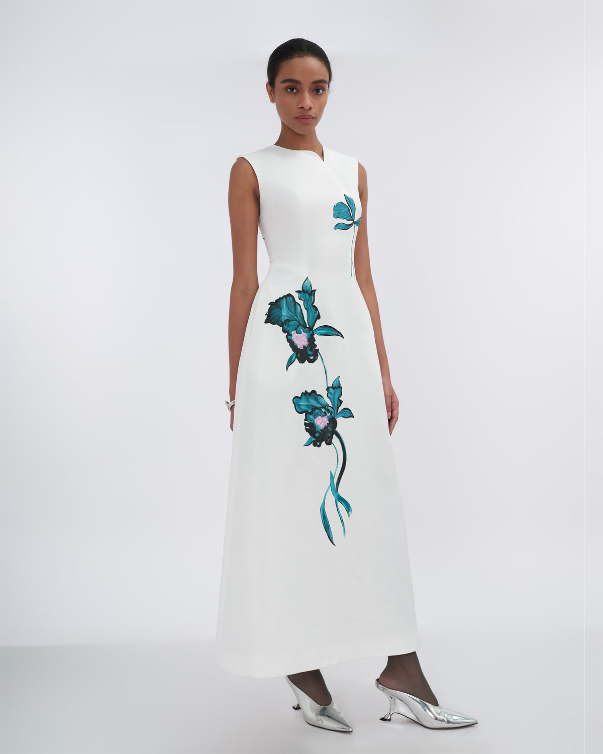 Blue Silence - White Asymmetrical Maxi Dress