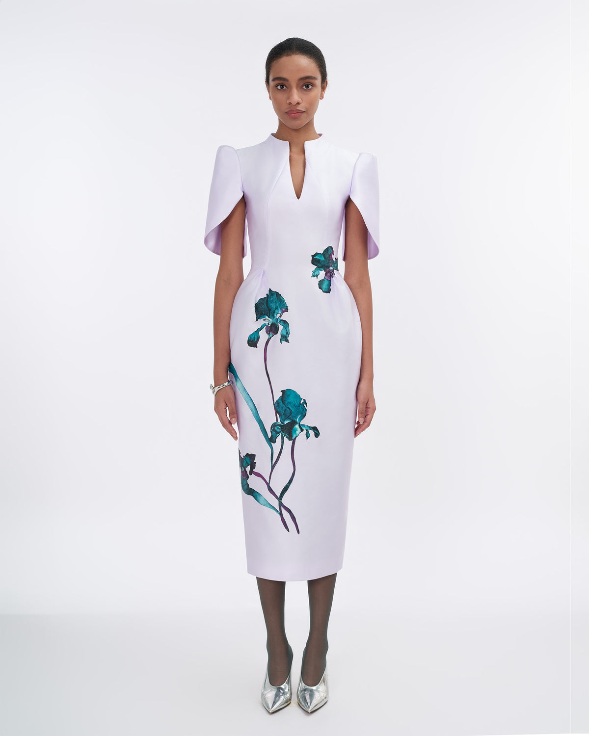Ascension - Lilac Cape Sleeves Pegged Dress