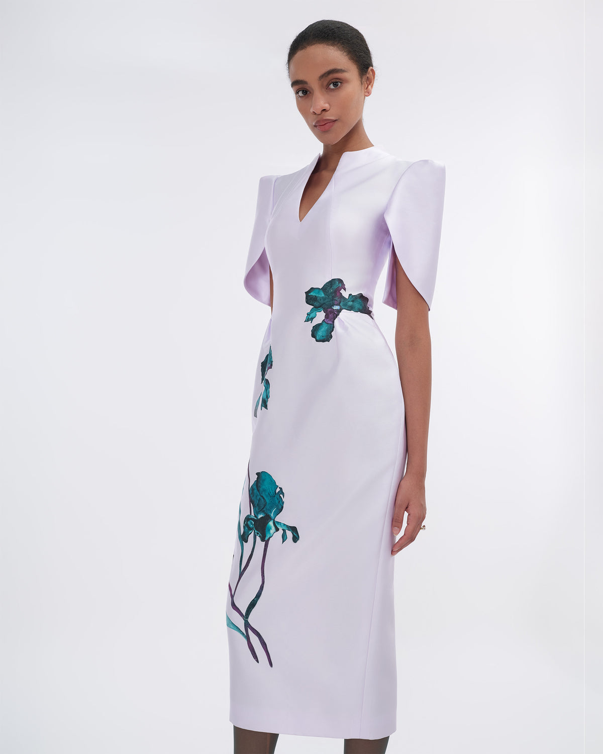 Ascension - Lilac Cape Sleeves Pegged Dress