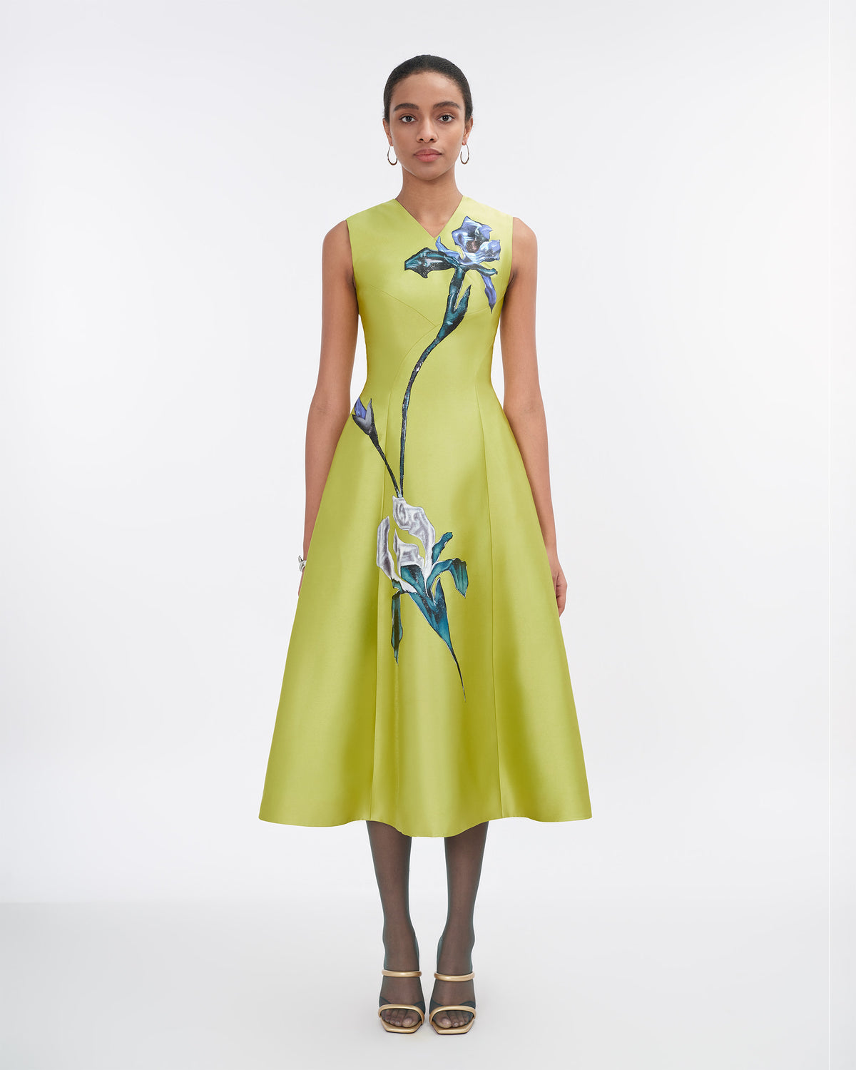 Rush of Light - Sculpted Lime Midi Dress