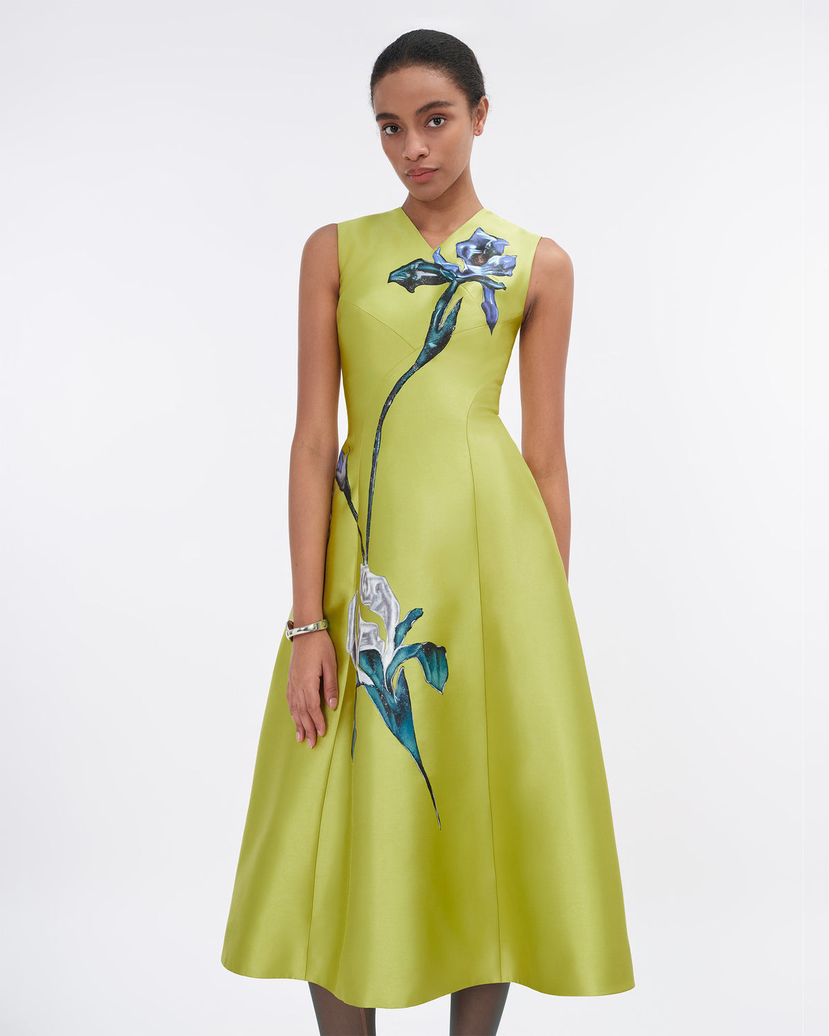 Rush of Light - Sculpted Lime Midi Dress