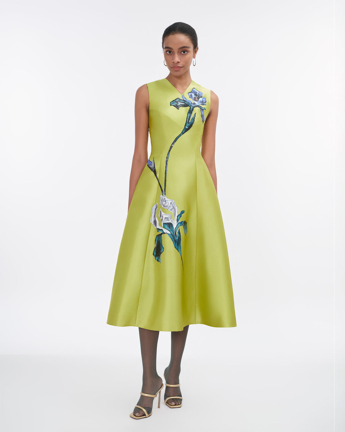 Rush of Light - Sculpted Lime Midi Dress