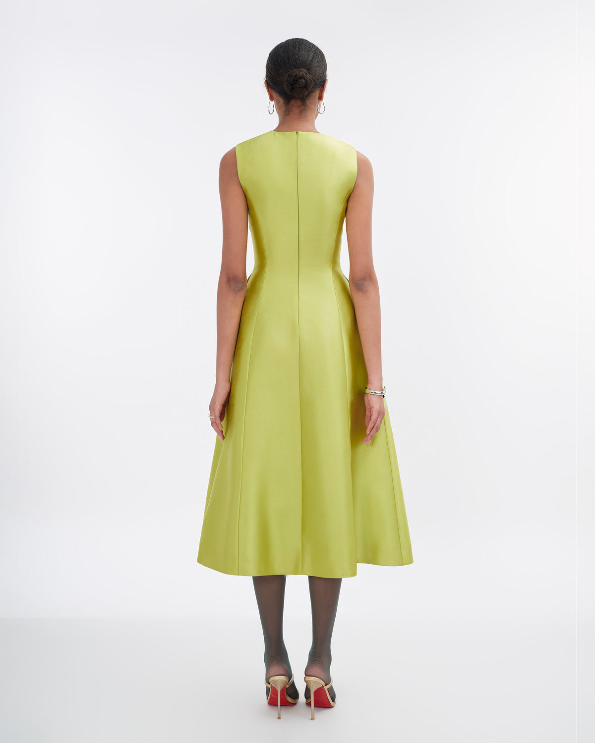 Rush of Light - Sculpted Lime Midi Dress