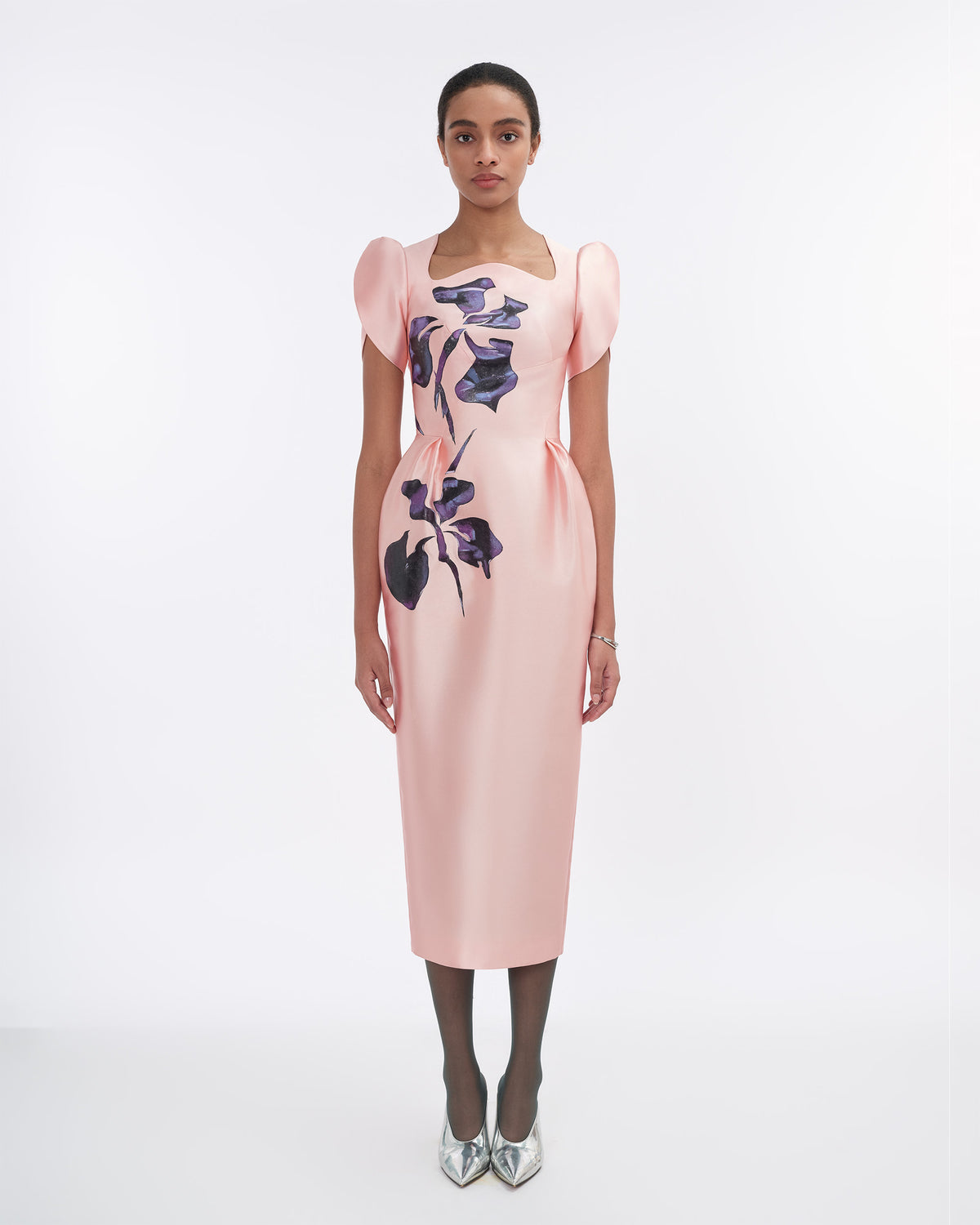 Poised Bloom - Sculpted Soft Pink Pegged Dress