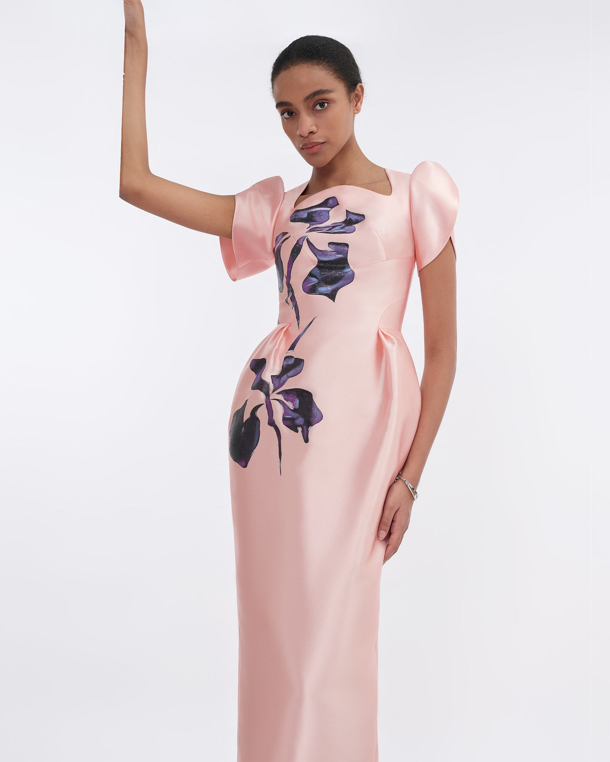 Poised Bloom - Sculpted Soft Pink Pegged Dress