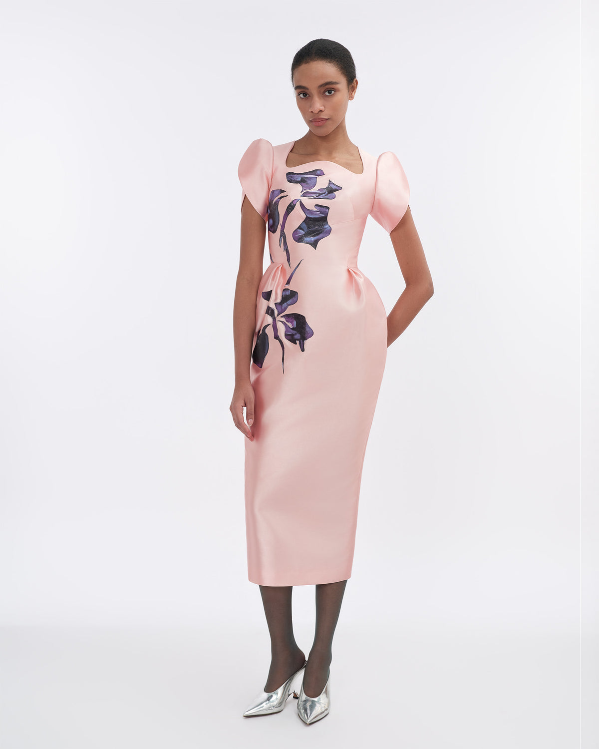 Poised Bloom - Sculpted Soft Pink Pegged Dress