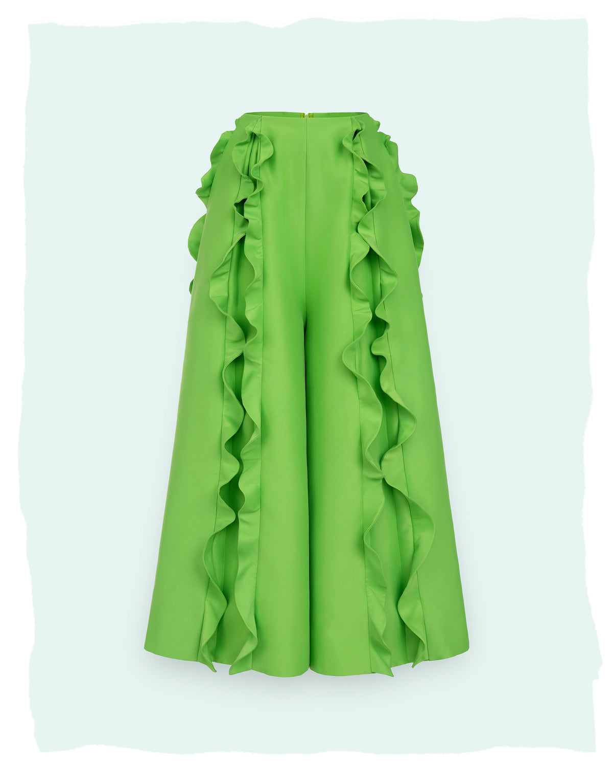 Flounce Detailing Neon Green Palazzo Trousers