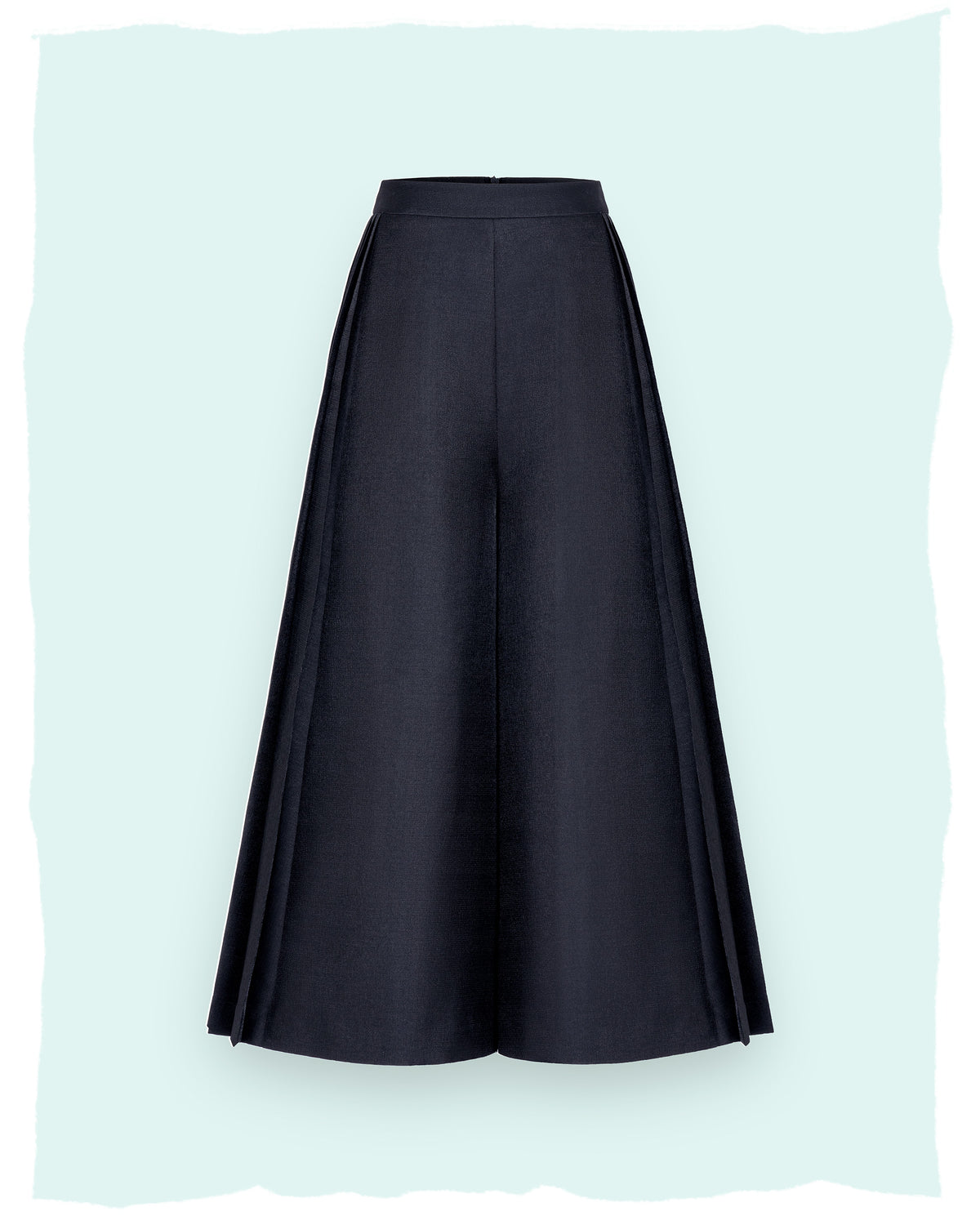 Pleated Panel Black Culottes Trousers