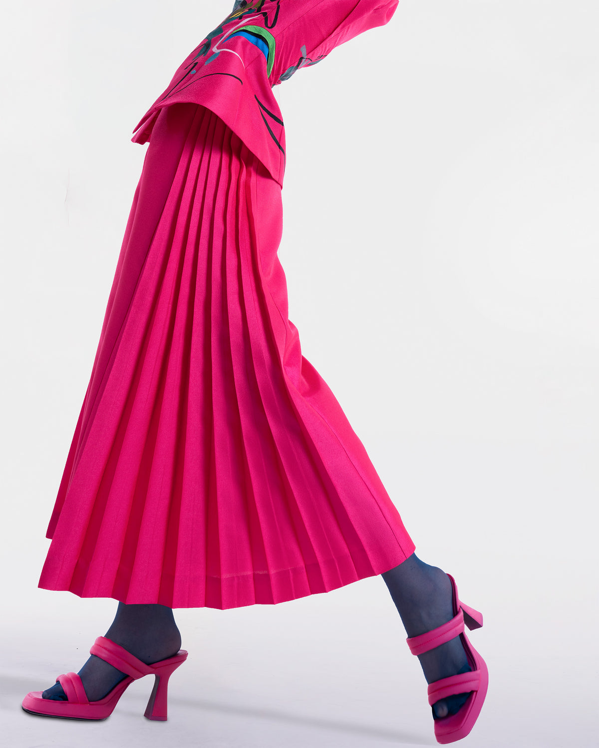 Pleated Panel Pink Culottes Trousers
