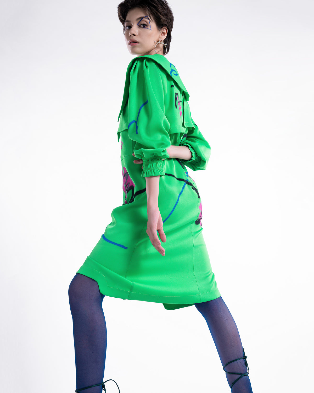 Impression - Puritan Collars Neon Green Shirt Dress