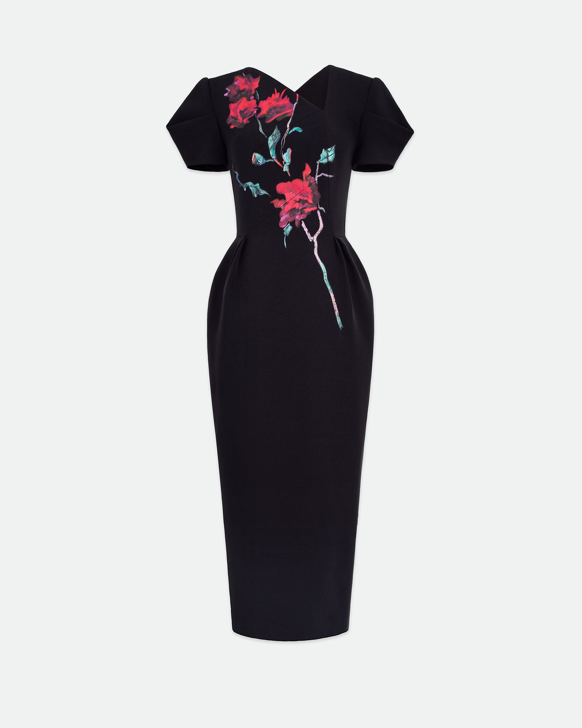 Blossom Noir - Asymmetrical Structured Black Pegged Dress