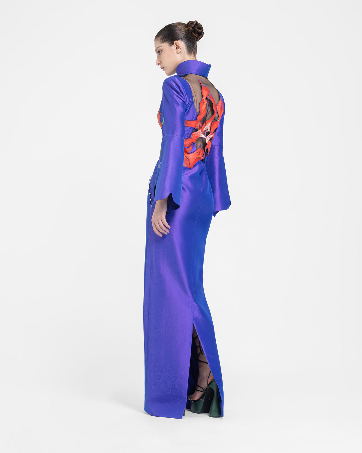 Poison - Circular Sleeves Royal Indigo Evening Dress