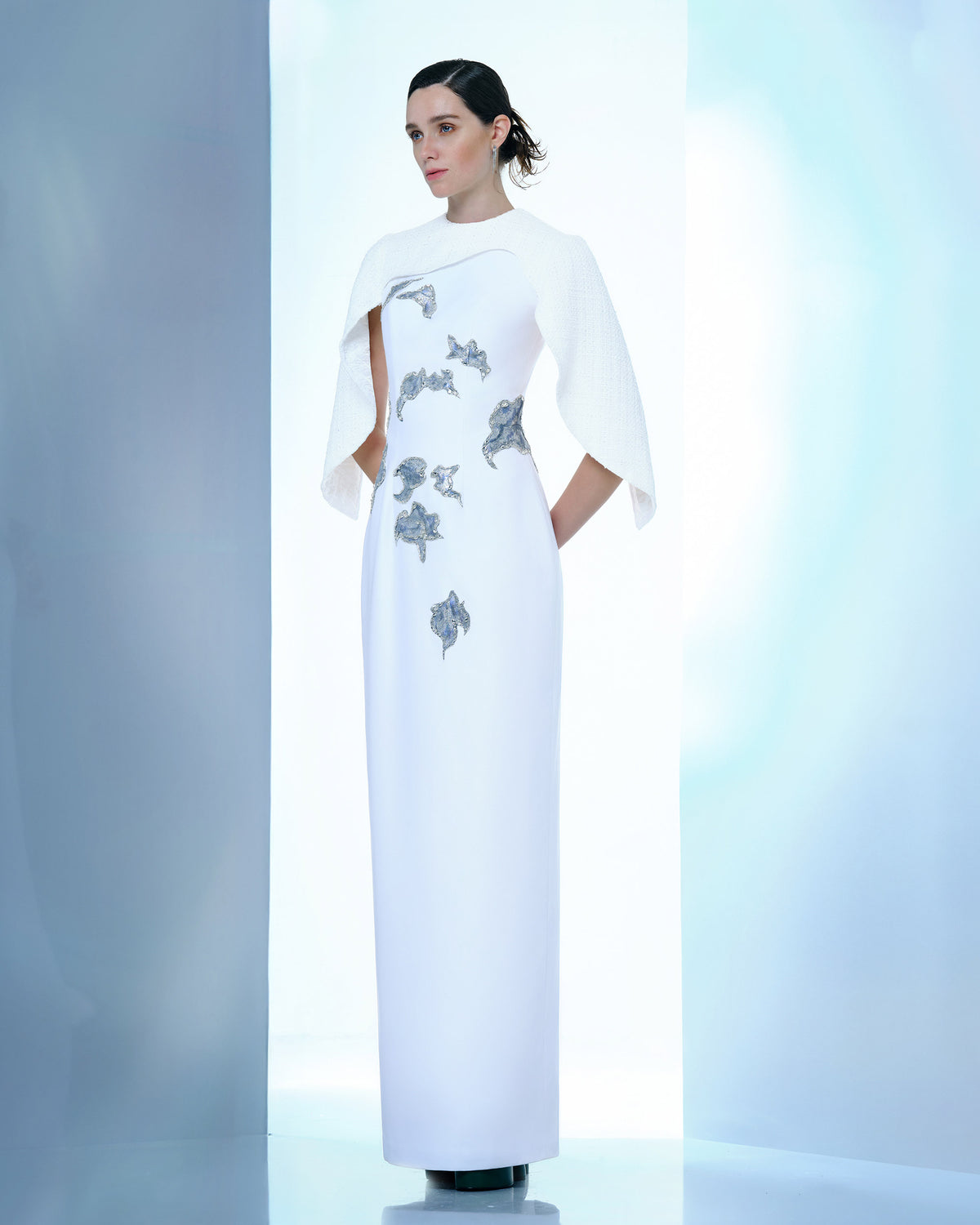 Lustre Reverie - Cape Sleeve Timeless Artistic Evening Dress