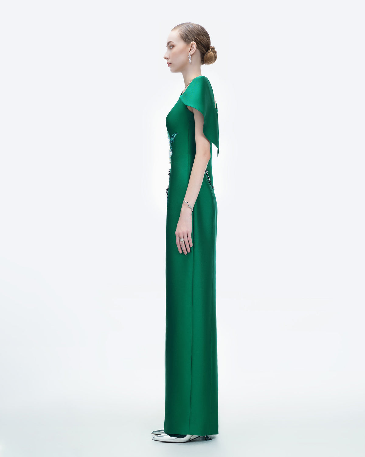 Petal's Secret Dance - Asymmetrical Cape Evening Gown