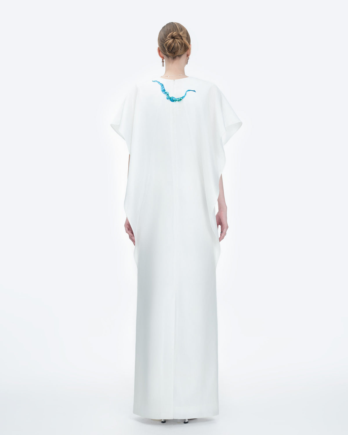 Himalayan White Poppy - Abstract Maxi Dress