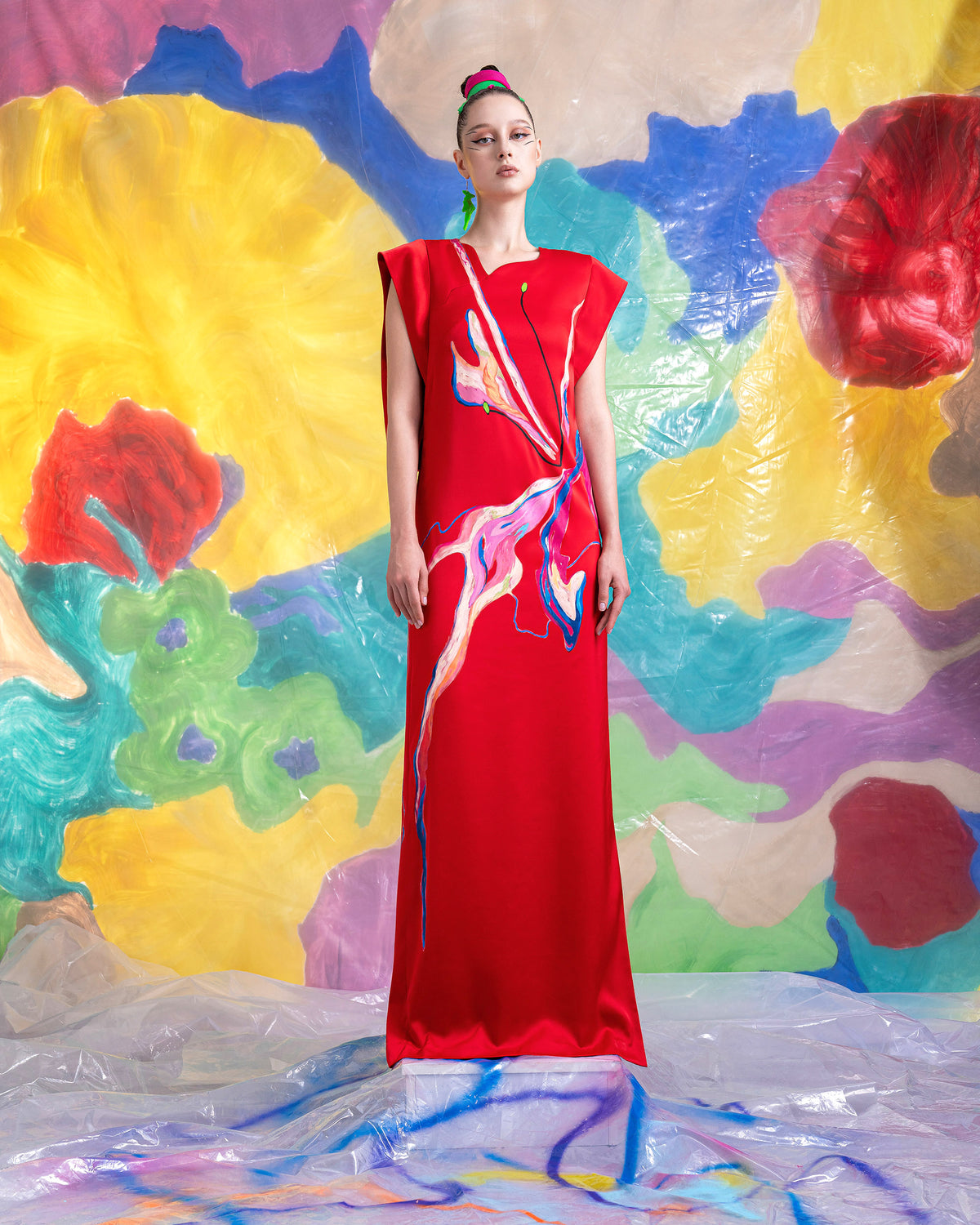 Blooming - Satin Red Maxi Dress