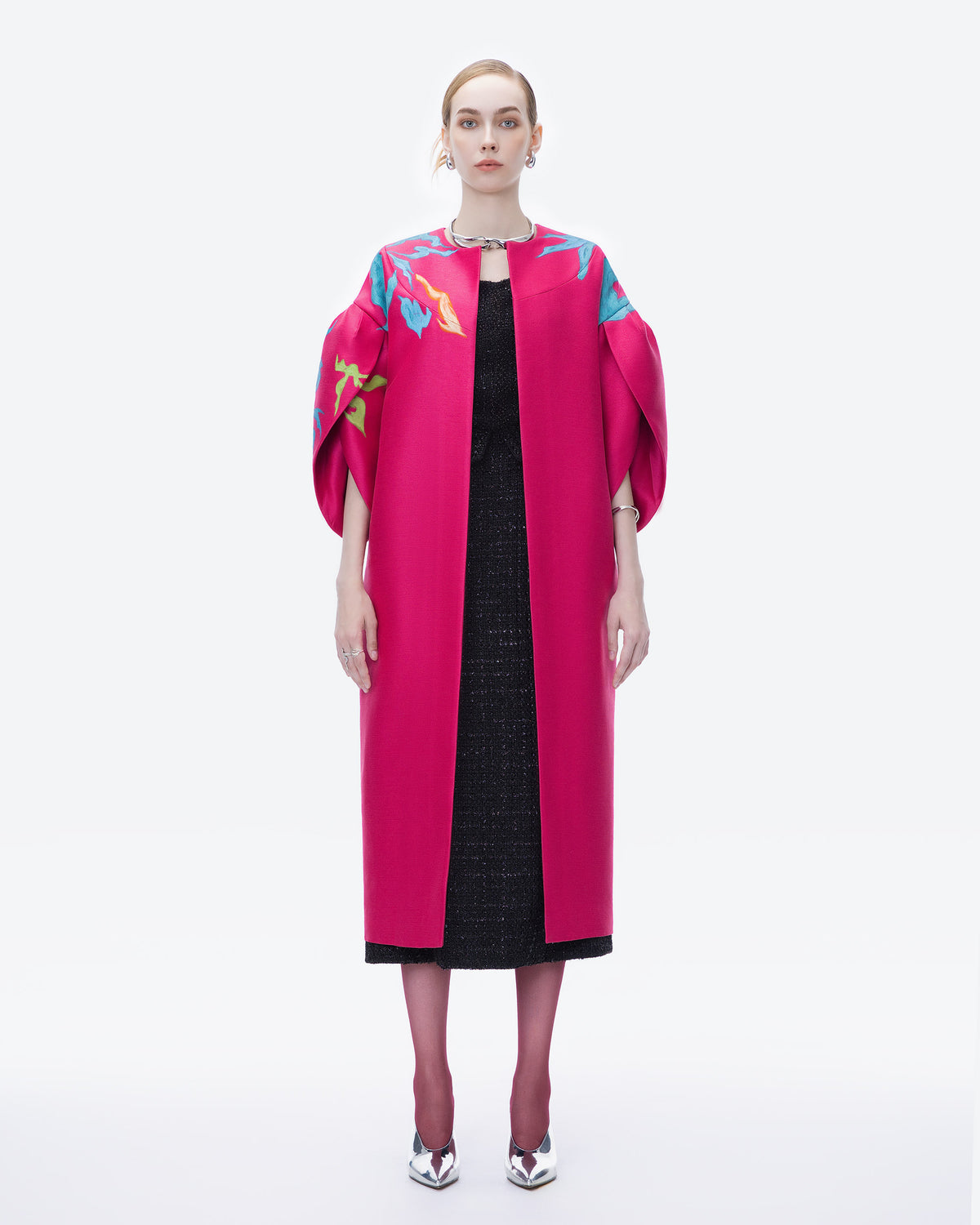 Love -Voluminous Sleeves Pink Coats